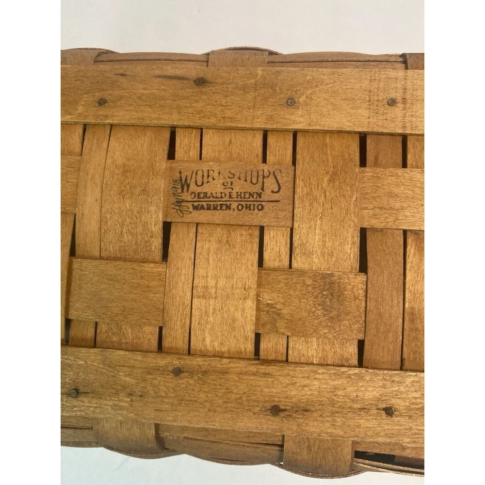 Workshops of Gerald E. Henn Warren, Ohio Maple Basket Dbl Swing Handles Signed - Picture 6 of 9
